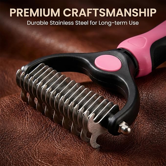 Sakerplus Pet Grooming Tool for Dogs & Cats, Professional Deshedding & Dematting Brush, Stainless Steel Undercoat Rake for Long & Short Hair Pets, Gentle Pet Hair Remover Comb (Blue,Small+Large)