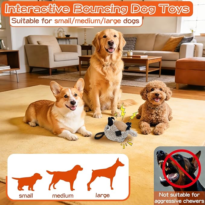 Interactive Dog Toys,Squeaky Dog Toy to Keep Them Busy,Automatic Jumping Moving Tug of War Doggie Toy Platypus,Type-C Rechargeable with Two Jumping Modes,Not for Aggressive Chewers