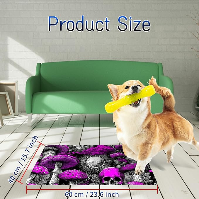 Dog Food Mat, 15.7" x 23.6" Absorbent Pet Feeding Mat for Food and Water, Waterproof Diatom Mud Pet Placemat with Non-Slip Rubber Backing, Cat Bowl Mat for Floors - Mountain Flower House