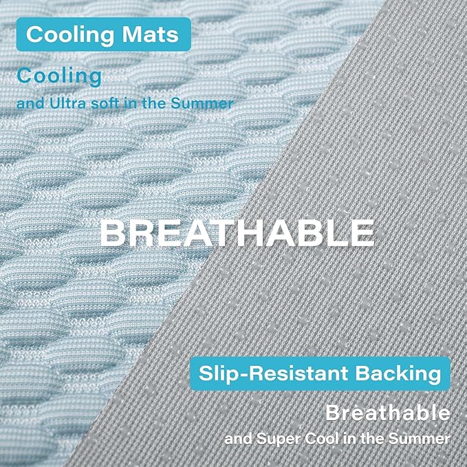 MICROCOSMOS Sleeping Pad & Pet Cooling Mat- Breathable Bubble Surface, EZ Clean. Keep Cooling for Pets, Kids and Adults in Summer.(BlueWhite, 48" x 24")