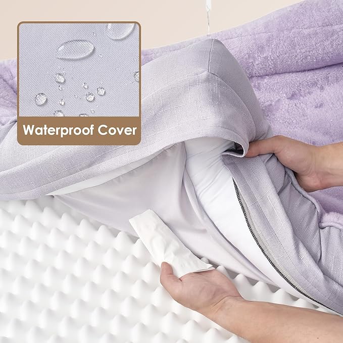 EHEYCIGA Orthopedic Dog Bed for Large Sized Dog, 36x27 Inch Large Memory Foam Dog Couch Bed with Sides, Waterproof Liner & Washable Removable Cover, Bolster Pet Sofa, Purple