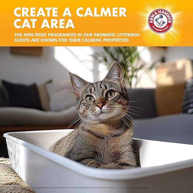 Arm & Hammer Cat Litter Deodorizing Crystals with Baking Soda Calming Litter Box Odor Eliminator Dissolving Crystals for Litter Odor Control Chamomile Scent 15 OZ Single Routine Litter Freshener