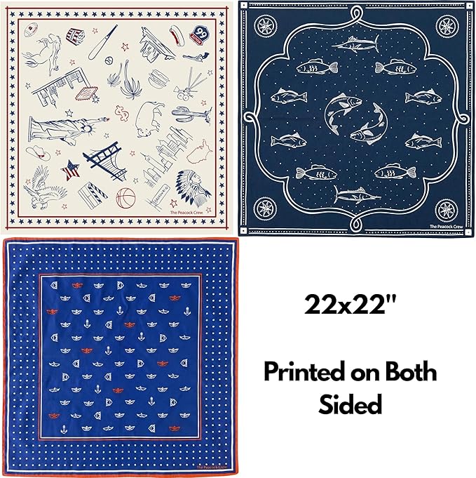 The Peacock Crew Premium Soft Cotton Bandanas Pack for Men and Women Paisley 22 x 22 inches