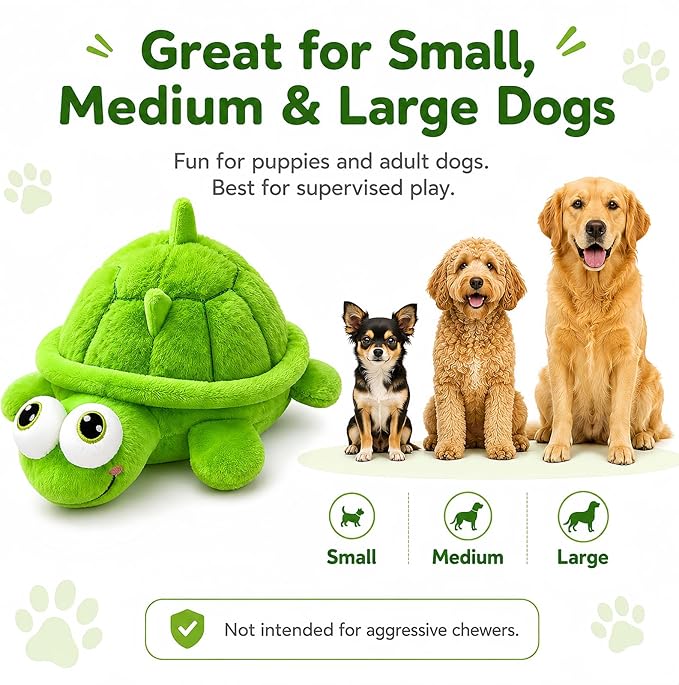 Interactive Dog Toys, Moving Turtle Dog Toy with Bouncing Ball & Music, Rechargeable Plush Dog Toy for Small Medium Large Dogs, Automatic Self Play Dog Toy to Keep Dogs Busy for Indoor Outdoor Play