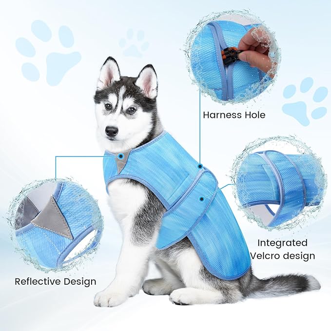 Summer Dog Cooling Vest - Lightweight Dog Cooling Jacket, Breathable Shirt for Walking, Outdoor Hunting Training and Camping (M)