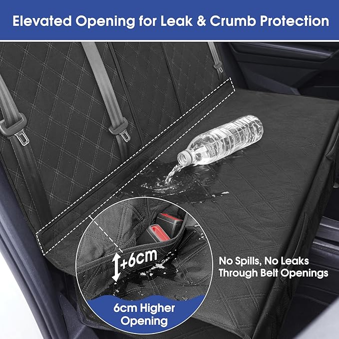 ALLANSING Upgraded 900D Heavy Duty Dog Back Bench Seat Cover, Car Seat Protector, Fits Compact Cars & SUVs, 3 Seatbelts & Armrest Compatible, Waterproof Nonslip Pet Backseat Cover for Dogs & Kids