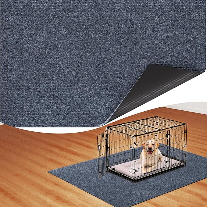 Dog Crate Mat, 29 in x50 in Dog Playpen Mat Rubber Kennel Mats Extra Large Liner for Under Crate cages, Absorbent Urine, Puppy Pee Pad Reusable Washable Floor Protector Waterproof Non-Slip Ash Gray
