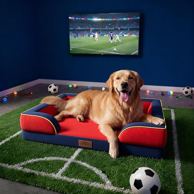 Comfort Expression Orthopedic Dog Bed for Large Dogs 36x27 Inch, Waterproof Egg Crate Foam Large Pet Bed with Bolsters, Dog Couch with Washable Cover & Non-Slip Bottom, Kansas