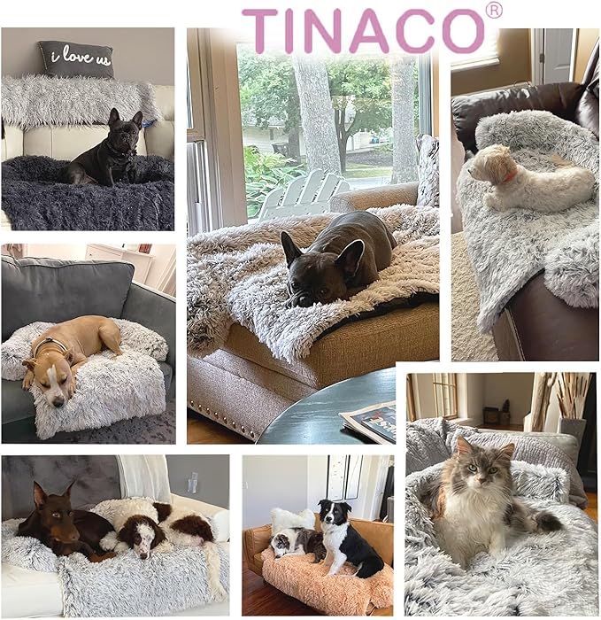 Luxurious Calming Dogs/Cats Bed Mats, Dog Pad Washable Removable Couch Cover, Plush Long Fur Mat for Pets, Waterproof Lining, Perfect for Small, Medium and Large Dogs and Cats (Pink, 41"x37")