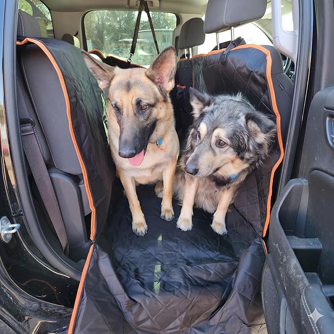Truck Seat Cover for Dogs with Flip-Up Rear Seats 100% Waterproof Heavy Duty Pet Floor Hammock with Mesh Visual Window Senior Dog Friendly & Nonslip Fits Ford F150,F250 RAM 1500,Silverado