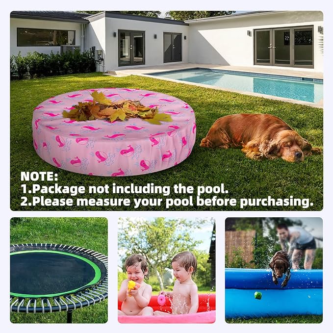 Foldable Dog Pool Cover – Waterproof Round Pet Dog Kiddie Bath Tub Lid Cover, Fit for 32/48/63 Inch Pools, Outdoor Portable Puppy Pool Accessories with Drawstring