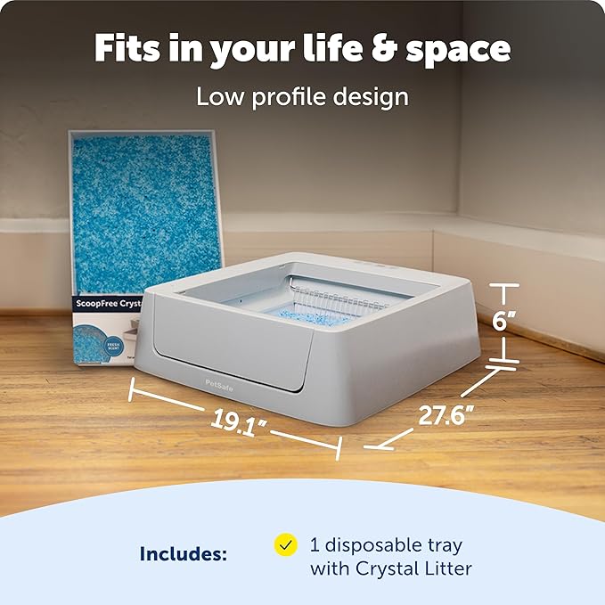 PetSafe ScoopFree Complete Smart Self-Cleaning Cat Litter Box - WiFi & App Enabled - Hands-Free Cleanup with Disposable Crystal Trays - Less Tracking, Superior Odor Control - Includes Disposable Tray
