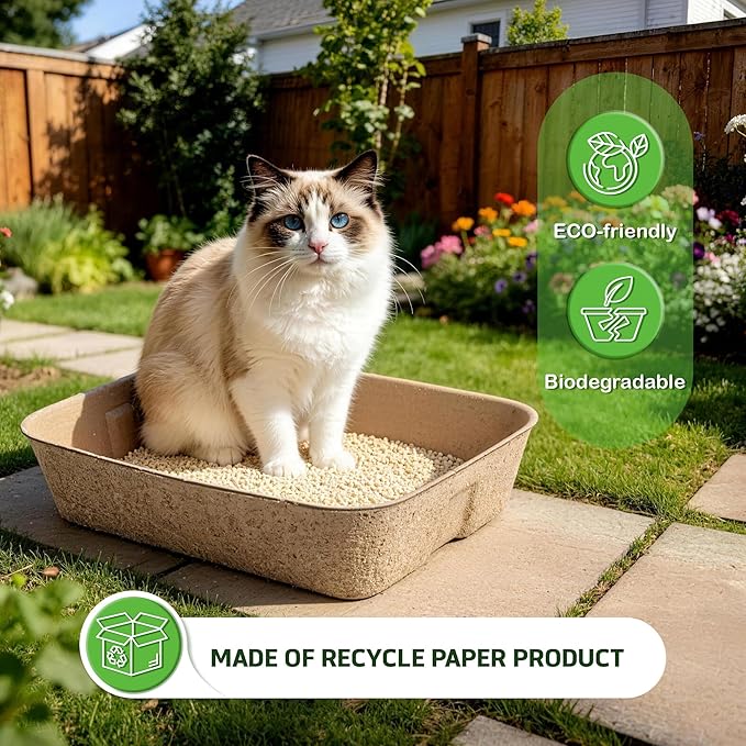 Disposable Litter Boxes for Cats 6-Pack Extra Thick & Sturdy Box Eco-Friendly Cat Travel Cardboard Portable Kitty Litterbox Jumbo Litter Pans for Kitten Leakproof Sustainable for Indoor Outdoor Use