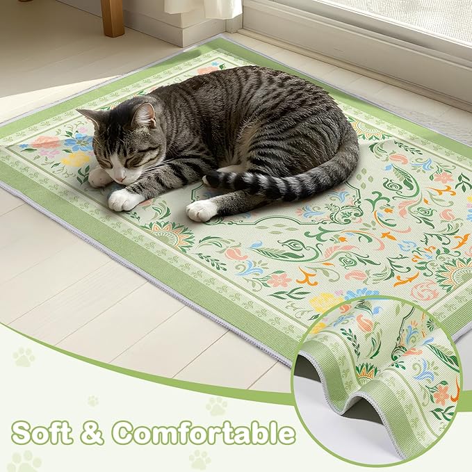 Washable Cat Litter Mat 28"x20" with Non-slip Bottom Waterproof Litter Box Mat Easy to Clean Litter Trapping Mat for Kitty