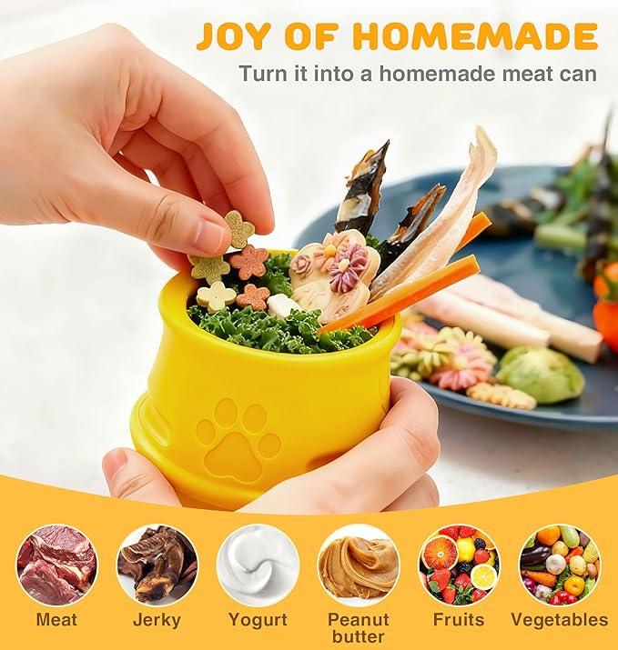 Rubber Dog Enrichment Toys, Stuffable Interactive Dog Toys to Keep Them Busy - Puzzle Slow Feeder & Anxiety Relief & Long-Lasting - Frozen Dog Licking Toy, Dishwasher Safe, Lemon, M