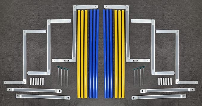 ActiveDogs Agility Above Ground Weave Poles - Outdoor Dog Obstacle Agility Training Exercise Equipment (Competition Weave Pole System - 12 Pole)
