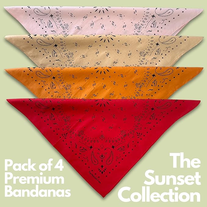 The Peacock Crew Premium Soft Cotton Bandanas Pack for Men and Women Paisley 22 x 22 inches