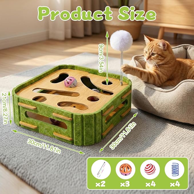 15 Pcs Cat Scratch Puzzle Box, Cat Nail File Enrichment Toy Intelligence Treat Puzzle Feeder Box for Indoor Kitten