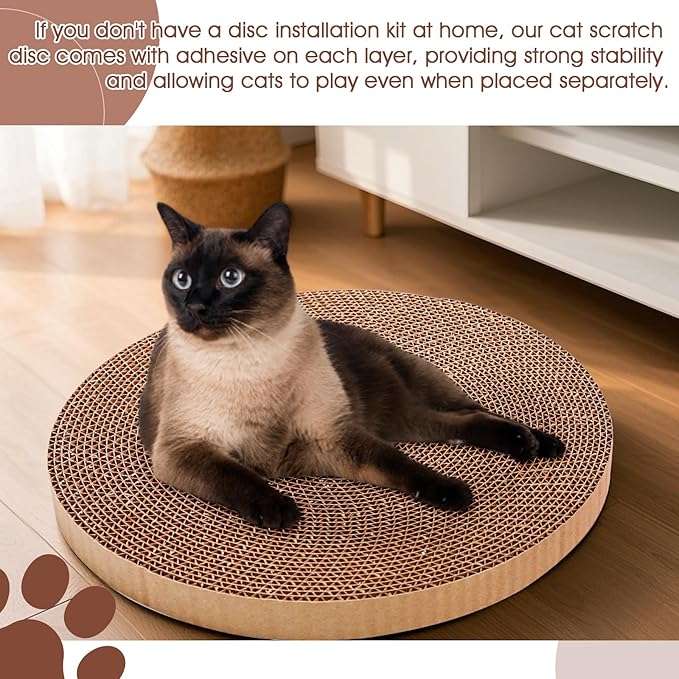 Round Cat Scratcher Refill 10 inch Diameter 7/8 Inch Thickness Circle Cardboard Cat Scratcher Replacement Pads Cat Scratching Boardcat Scratcher Pad for Indoor，3 PCS