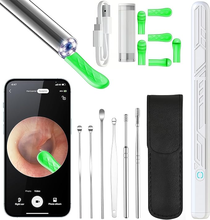 Ear Wax Removal Tool Camera — 1080P HD Ear Cleaner with Light, Earwax Removal Kit for Ear Cleaning, Safe Ear Camera for Adults Kids Pets Ear Camera for iOS & Android