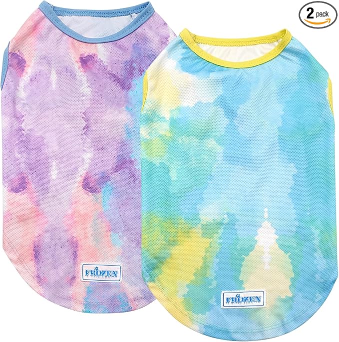 KYEESE 2Pack Dog Cooling Shirt, Breathable Dog Shirt for Dogs, Sun Protection Dogs Cooling Vest Tank Top, Lightweight Soft Sleeveless Summer Pet Clothes, Purple+Blue, 3XL