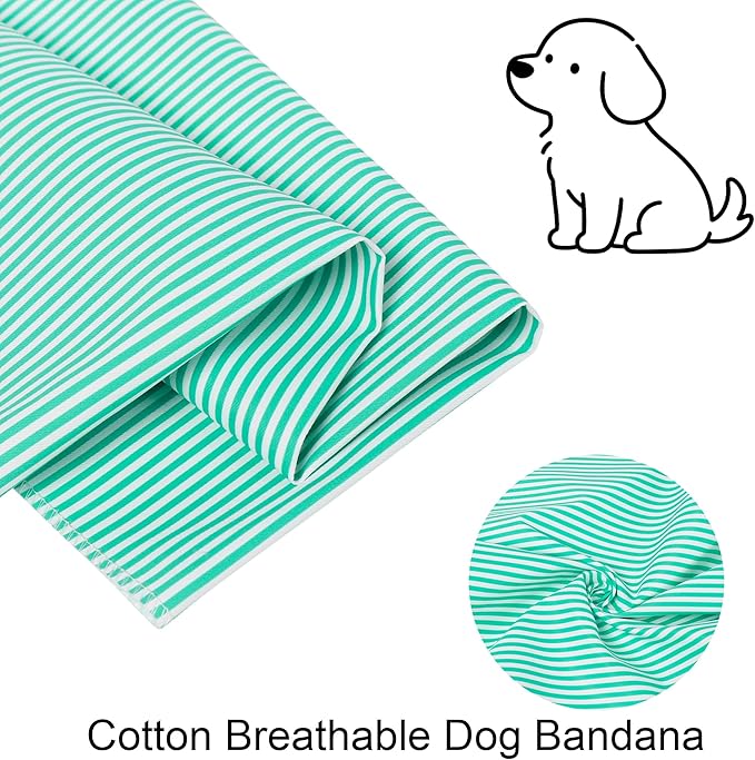 ARING PET Stripe Dog Bandanas, Cute Teal Pet Bandana Scarf Triangle Bib for Small Medium Large Boy Girl Dogs Cats, Puppy Kerchief for Daily Wear Walks Party Photos-S