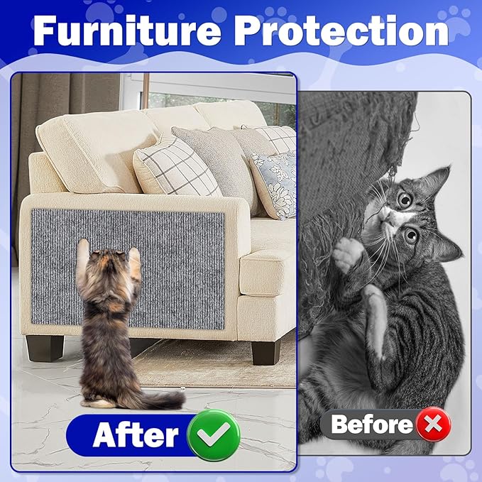 ENONCI 23.6x15.8 Couch Wall Corner Protection for Indoor Cats,Anti Scratch Furniture Protector from Cats Scratching,Trimmable Climbing Cat Scratcher Pad Play Mat Easy Use for Cat Board/Door/Carpet