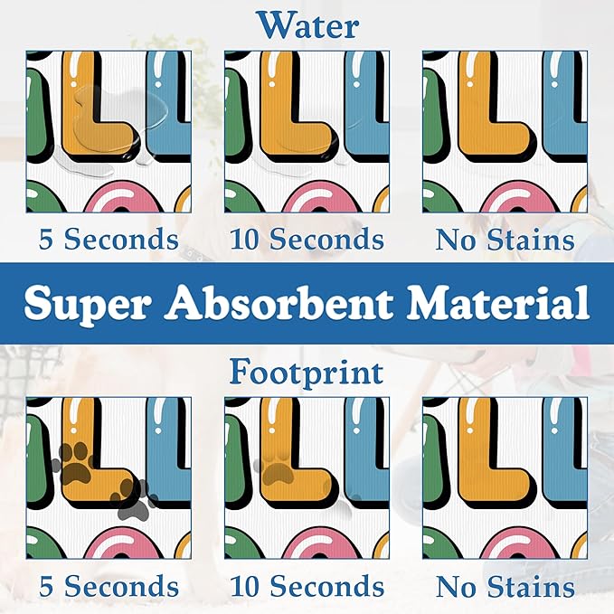 Silly Goose Pet Food Mat for Cats and Dogs–Absorbent Quick Dry Feeding Placemat, Non Slip Rubber Base, Waterproof Bowl Mat for Indoor Use, Pet Supplies 12"x20"