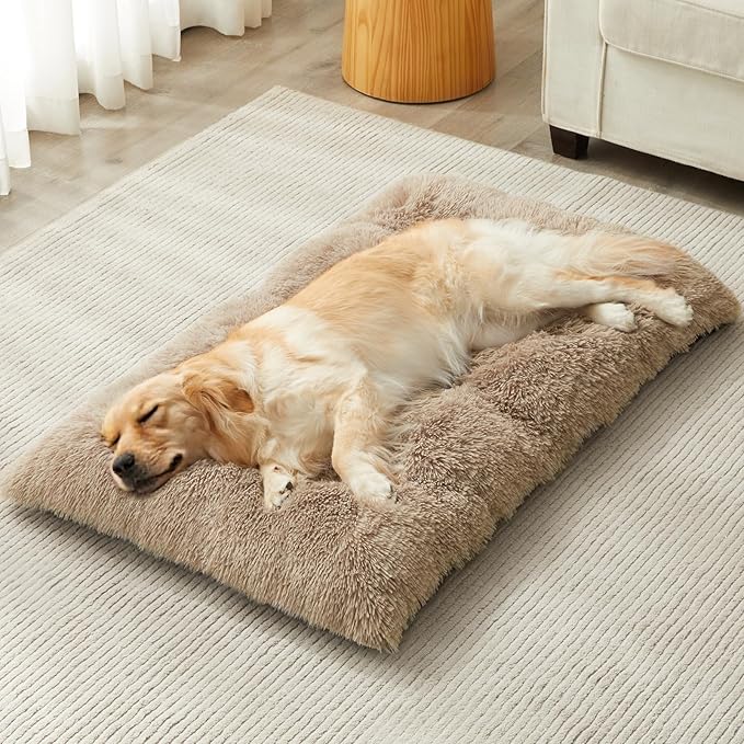 BFPETHOME Dog Bed for Large Dogs, Plush Kennel Pad for Sleeping &Ease Anxiety, Washable Mats with Anti-Slip Bottom - 53 x 36 inch