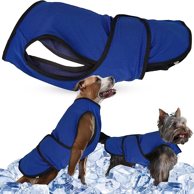 Dog Cooling Vest – Lightweight Jacket for Dogs with Zip Neck & Velcro – Easy On/Off Cooling Coat for Walks, Travel & Outdoors by Lautus Pets - L