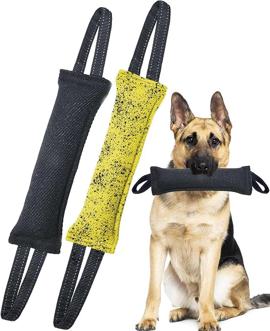 Clysoru Dog Tug Toy Double Pack Tough Jute Bite Pillow Training Equipment Puppy to Large Dogs Interactive