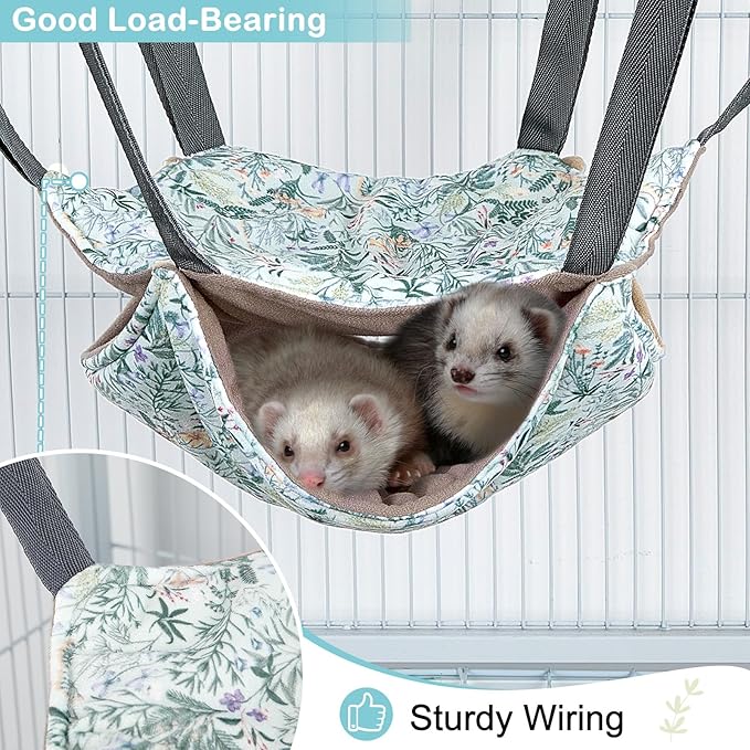 Glittme Ferret Hammock 4 Pack Ferret Cage Accessories Washable Rat Hammocks Soft Guinea Pig Hammocks for Ferrets, Rat, Sugar Glider, Squirrel