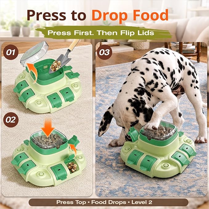 KADTC Dog Puzzle Toy, 2 Levels of Challenge, Push-to-Release Treat Dispenser, Slow Feeder & Mental Stimulation Enrichment Toy for Small Medium Large Dogs