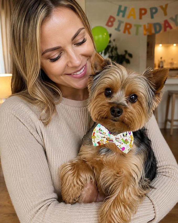 PET SHOW 10 Pack Holiday Small Dog Bow Ties Sliding Collar Attachments Puppy Cats Festival Bowties for Medium Dogs Spring Summer Bowknots Birthday Party Pet Grooming Accessories(Small)