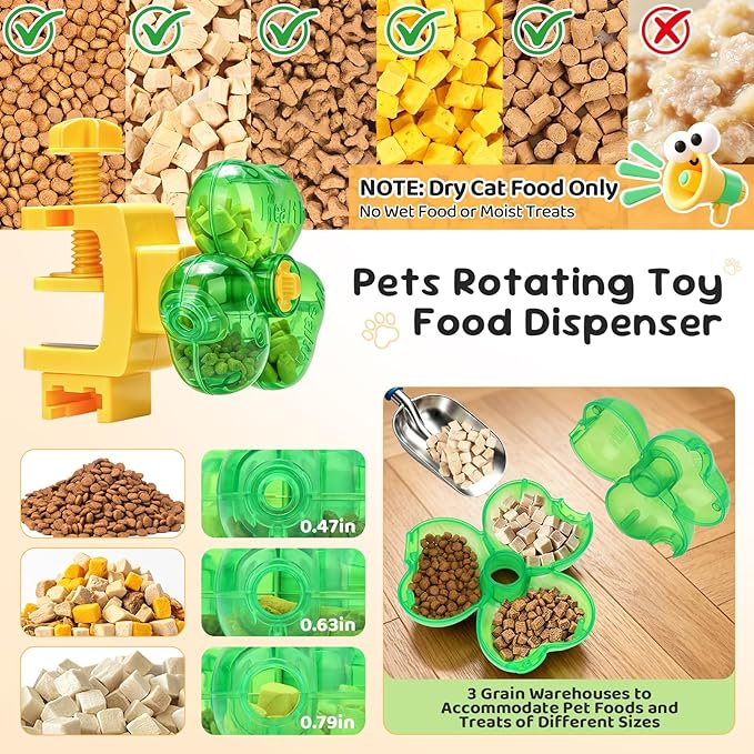 Cat Toy for Indoor Cats, Clover Shape Treat Dispenser,Interactive Puzzle cat Toy for IQ Training,Enrichment Toys as Gifts for Pupies，Cats,Dogs