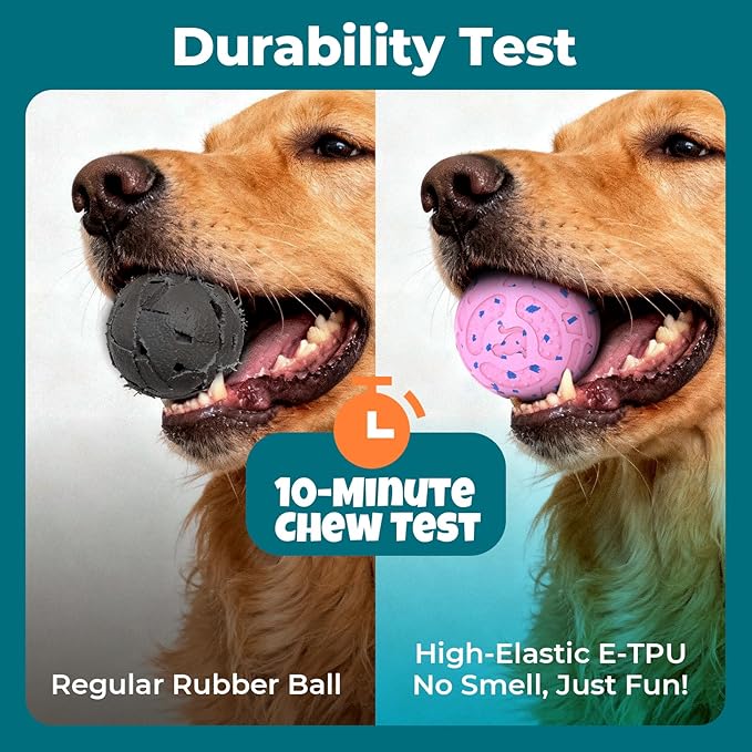 KITPLUS Smart Interactive Dog Toy Ball - Automatic Moving, Bouncing & Rolling, 3 Play Modes, Chew-Proof E-TPU, Waterproof, USB Rechargeable, Active Pet Ball for Medium & Large Dogs, Pink