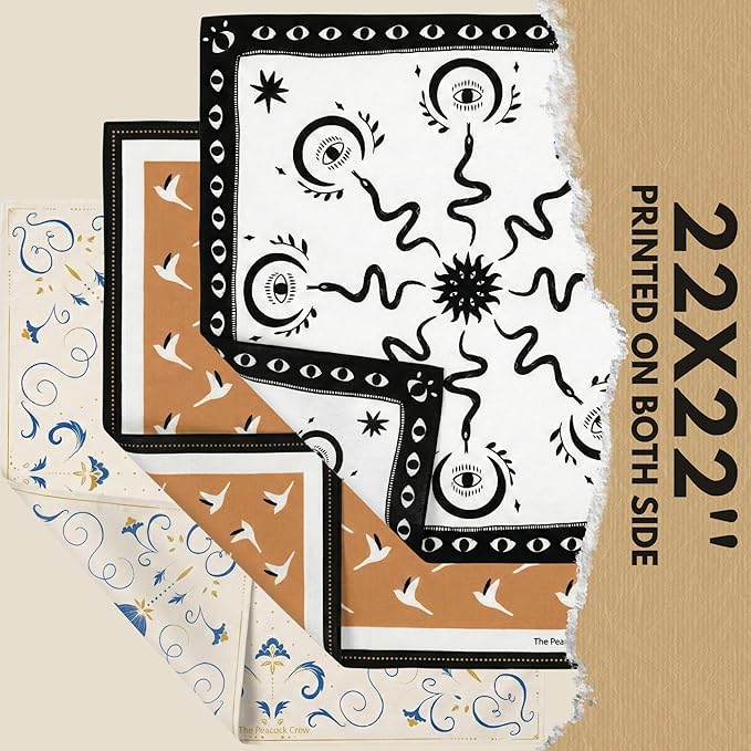 The Peacock Crew Premium Soft Cotton Bandanas Pack for Men and Women Paisley 22 x 22 inches