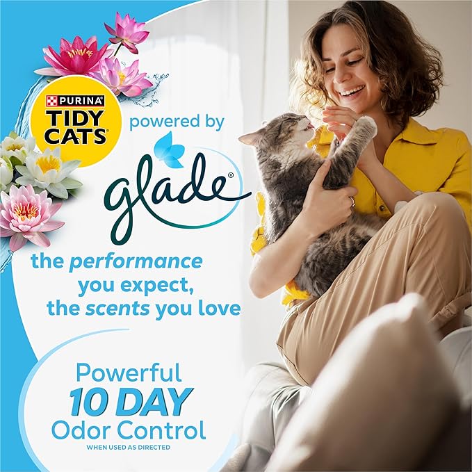 Purina Tidy Cats Lightweight Cat Litter, Clumping Multi Cat, Glade Clear Springs Odor Control, Low Dust, 38 lb. Box