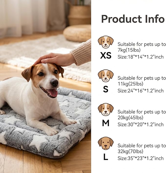 Dog Bed Mat - Soft Crate Pad for Kennel, Durable Pet Bed for Small Dogs & Cats - Comfort Support for Pet Crate, Cage, House