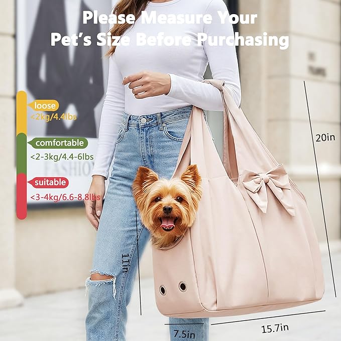 Dog Purse Carrier for Small Dogs, Soft Dog Tote Bag Carrier with 4 Large Pockets, No Collapse, Lightweight, Smart Zipper Lock, Comfortable Puppy Cats Rabbit Carrier for Travel, Outdoor(Pink)