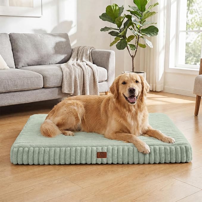 Orthopedic Dog Bed for XXL Jumbo Dog, Waterproof Pet Bed,Non-Slip Bottom and Egg-Crate Foam with Removable Washable Cover Crate Bed,Green,47"x29"x4"