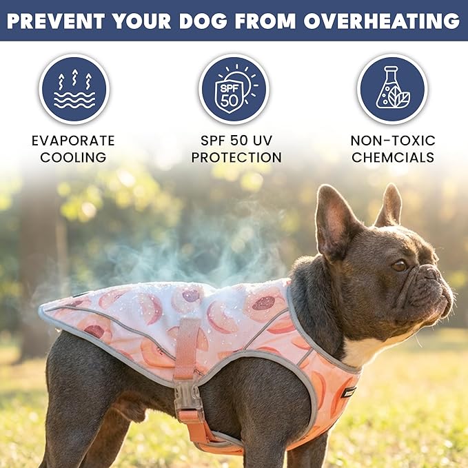 Spark Paws Dog Cooling Vest - SPF 50 UV Sun Protection - Summer Heat Relief Gear for Dogs, Lightweight, Evaporative Cooling - Dog Anxiety Relief Vest During Hot Days - Peaches - Size 2XL