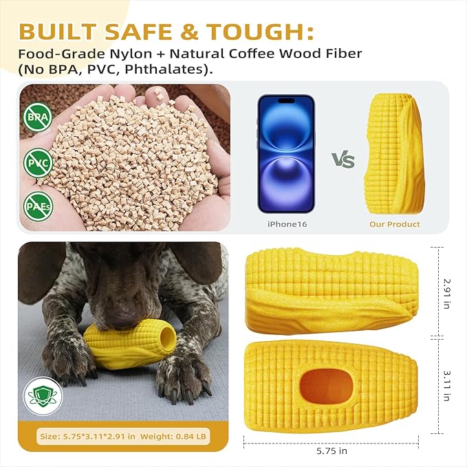 Dog Frozen Treat Toys to Keep Them Busy - Interactive Dog Puzzle Toys with Frozen Mold, Indestructible Aggressive Chew Toys for Large Dogs, Food Grade-Easy to Clean-Reduce Anxiety-Safe Chewing-Yellow