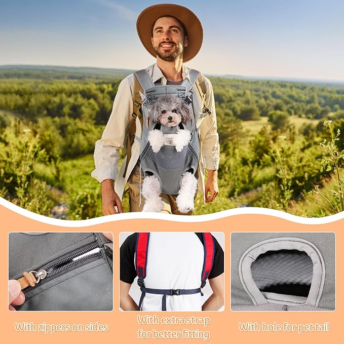 Dog Backpack Carrier Small Dog Backpack, Pet Dog Front Backpack Legs Out Chest Carrier for Small Dogs, Cat Backpack Carrier Dogs Travel Back Pack Hands-Free Hiking Bike Motorcycle (Size:11–19 lbs)