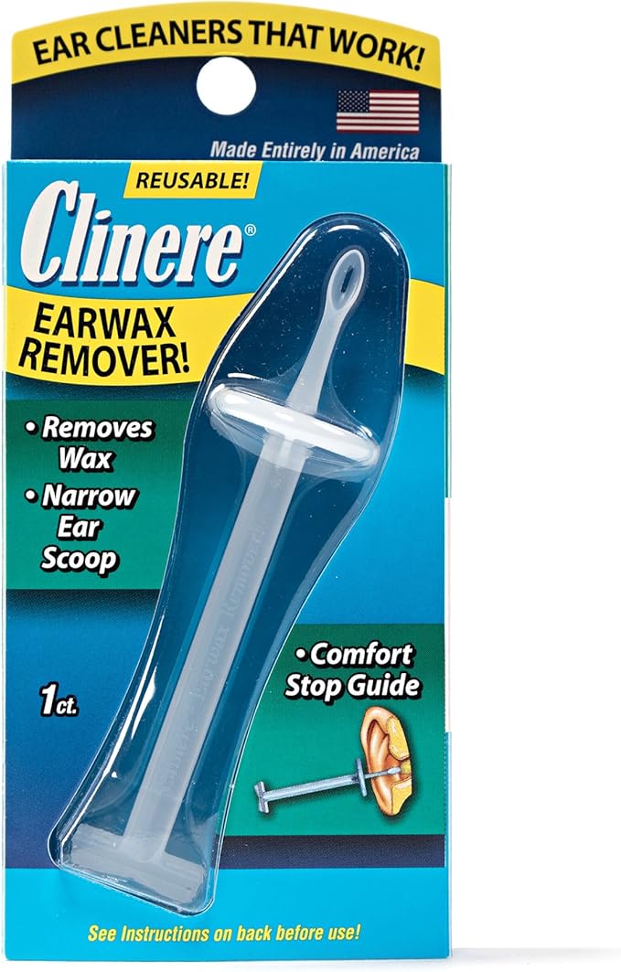Clinere Ear Cleaner Earwax Remover Reusable Tool with Comfort Guide, Narrow Ear Scoop for Safely & Gently Cleaning Ear Canal at Home, Earwax Removal Cleaning Tool, Itchy Ears, Ear Wax Buildup, 1ct