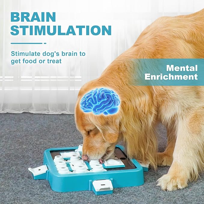 Aluckmao Dog Puzzle Toy, Adjustable Difficulty Levels Beginner to Advanced, Large Size, Brain Stimulation Mental Enrichment, Food Treat Game (Green)