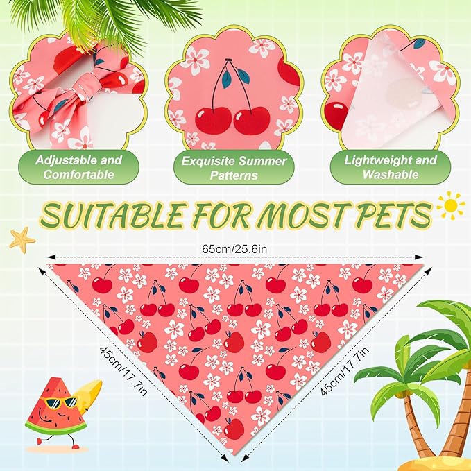 Abbylike 100 Pieces Summer Themed Dog Bandanas Bulk Hawaiian Dog Bandanas for Pets Triangle Kerchief Scarf Bibs Set for Summer Pets Dogs Party Costume Accessories, 25 Styles (25.6 x 17.7 x 17.7)