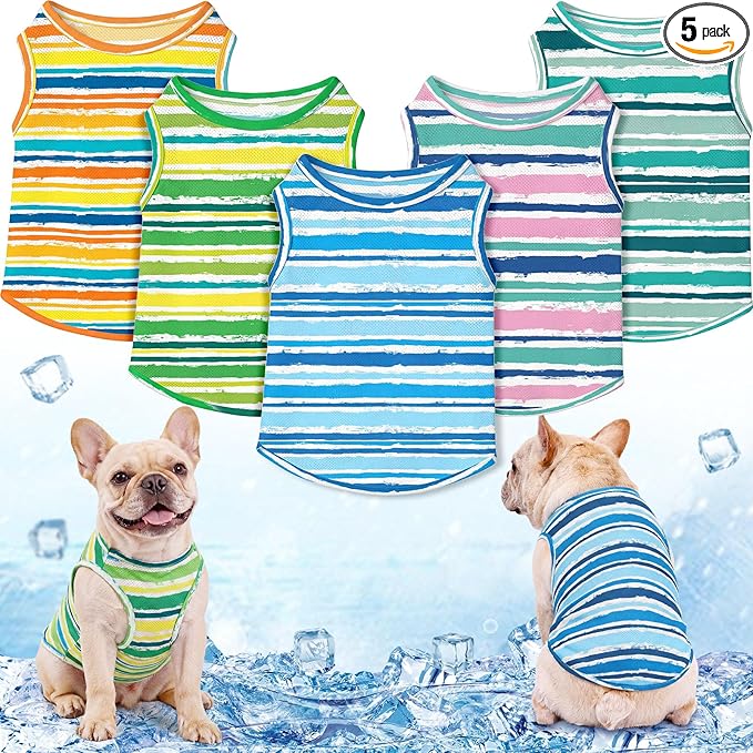 Dansydaisy 5 Pack Dog Cooling Vest, Quick Dry Dog Shirts Mesh Breathable Instant Sun Protection Cooling Vest Lightweight Summer Hawaii Beach Jacket for Outdoor Walking Hunting Hiking Clothes(XXL)