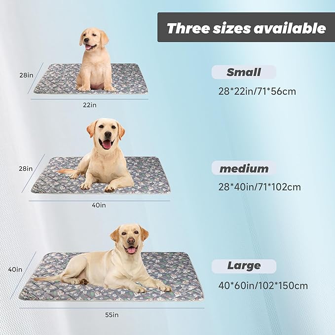 Dog Cooling Mat, Pet Washable Non-Toxic Summer Dogs Cats Cooling Pads Sleeping Kennel Mats Cool Ice Blanket for Indoor & Outdoor Dog Beach Essentials Gray Small