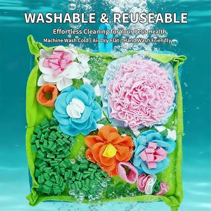 Snuffle Mat for Dogs, 19.7" Interactive Puzzle Mat with Heavy-Duty Table-Fixing Straps, Durable Dog Sniffing Mat for Slow Feeding & Enrichment, Non-Slip Foraging Mat for Large/Small Dogs.